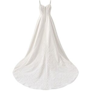 David's Bridal St Tropez Wedding Dress Size 10 White Embroidered Train
